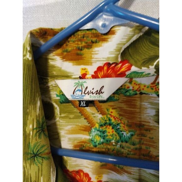 Alvishi Hawaiian Shirt Short Sleeves Men's Size Extra Large Palm Trees Tropical - Picture 2 of 5